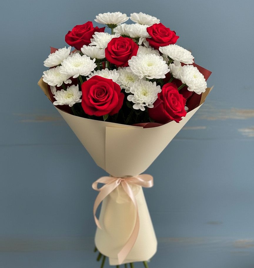 Букет цветов из: Розы и Хризантемы в Октябрьском Красноярского края