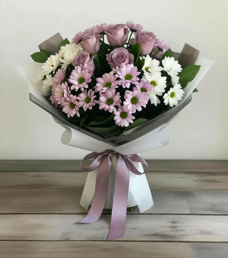 Букет цветов из: Хризантемы и Розы в Октябрьском Красноярского края