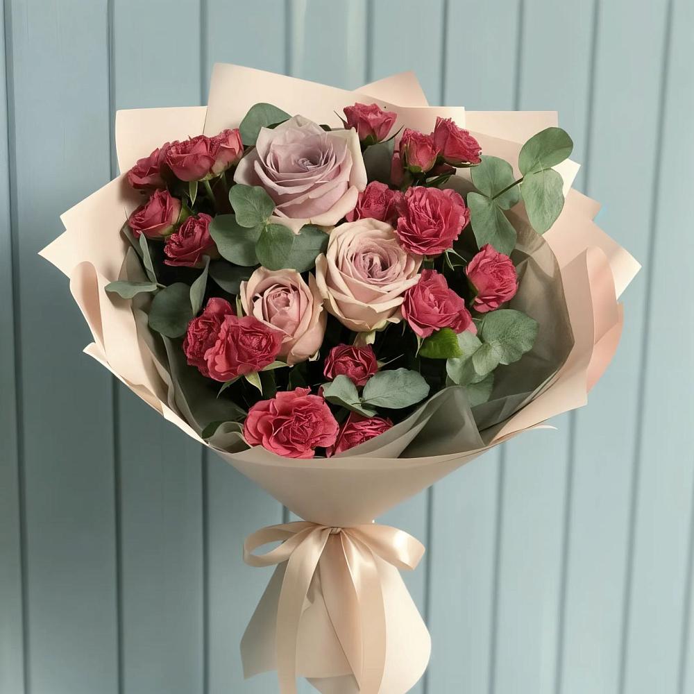 Букет цветов из: Гвоздики и Розы в Октябрьском Красноярского края