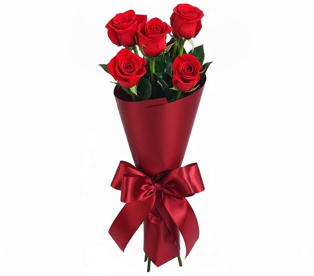 Букет 5 Красных роз Эдлесс Лав в Октябрьском Красноярского края