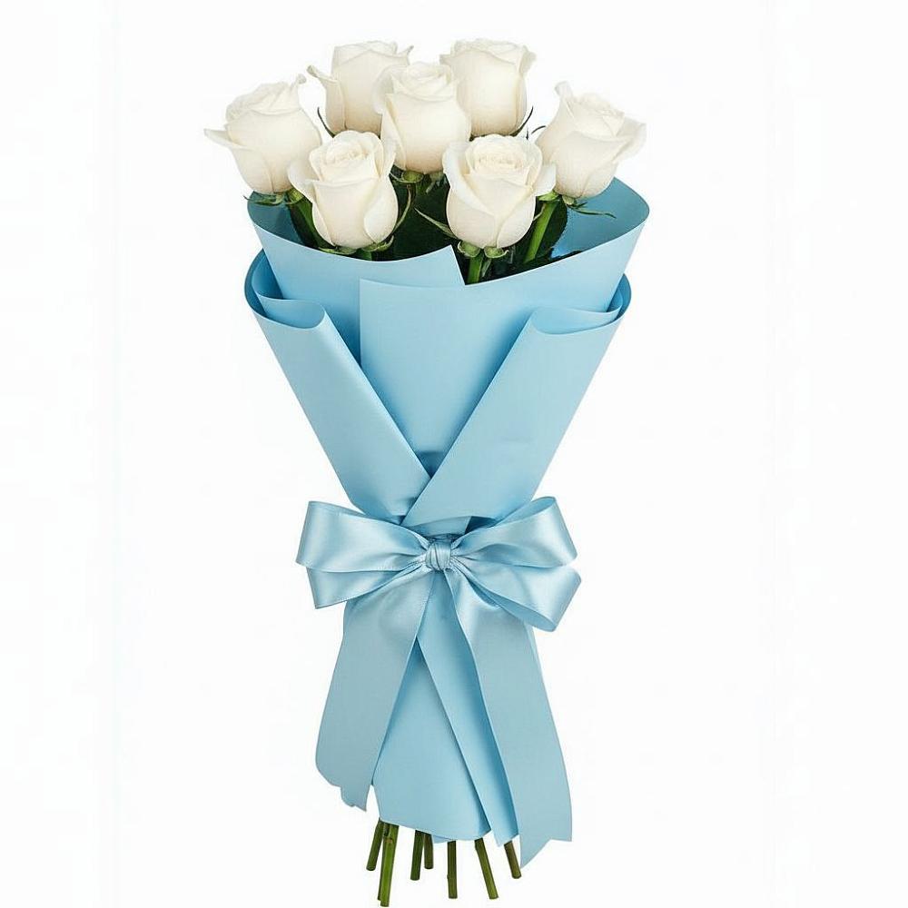 Букет 7 белых роз Проуд в Октябрьском Красноярского края