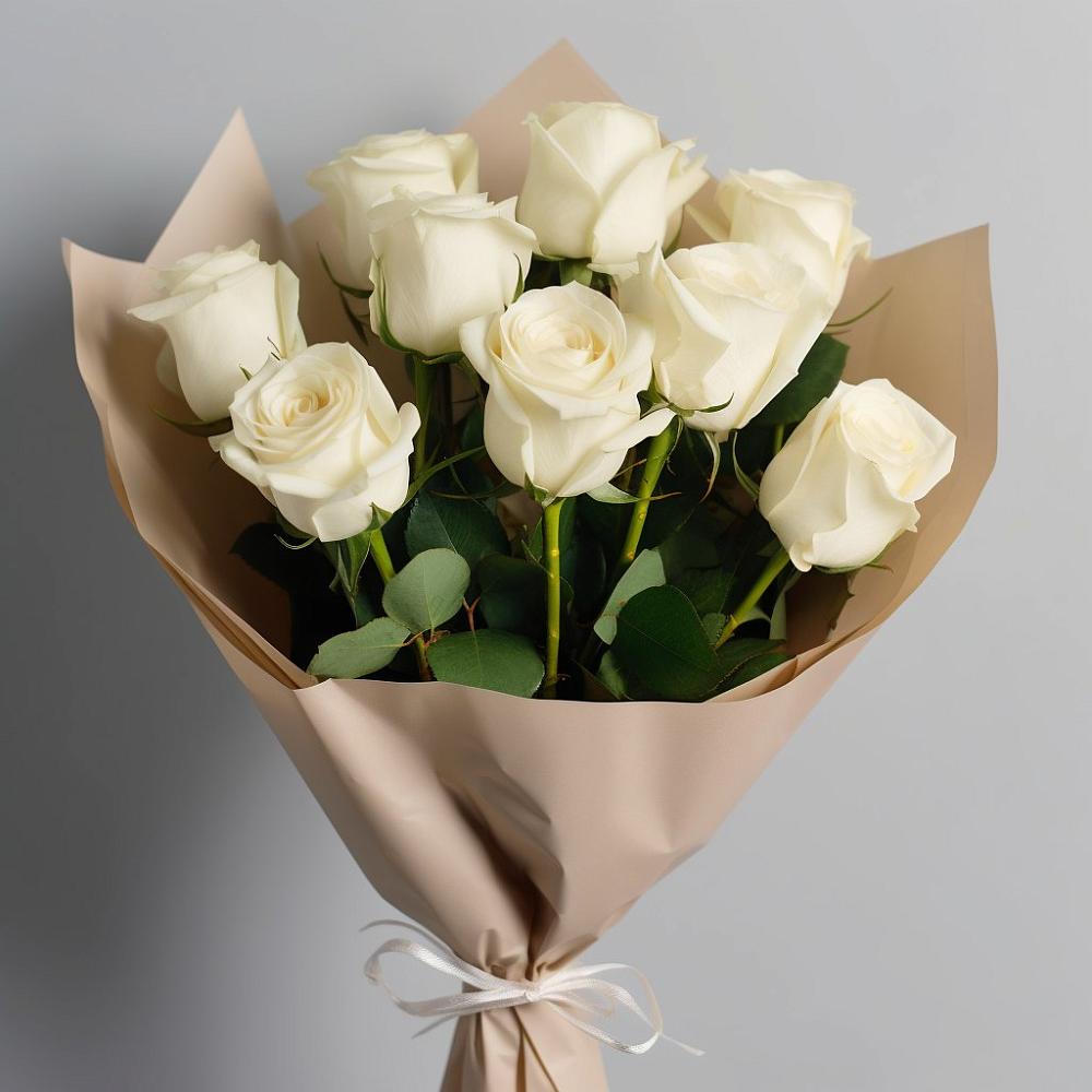 Букет 9 Белых роз Эдлесс Лав в Октябрьском Красноярского края