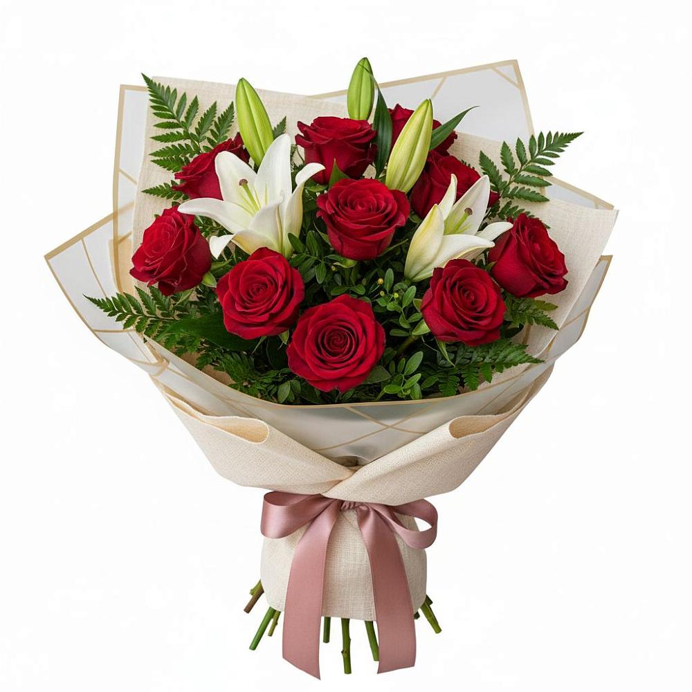 Букет цветов из: Лилии и Розы в Октябрьском Красноярского края