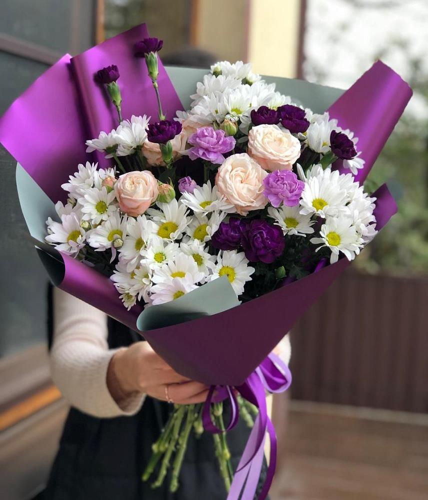 Букет цветов из: Хризантемы, Гвоздики и Розы в Октябрьском Красноярского края