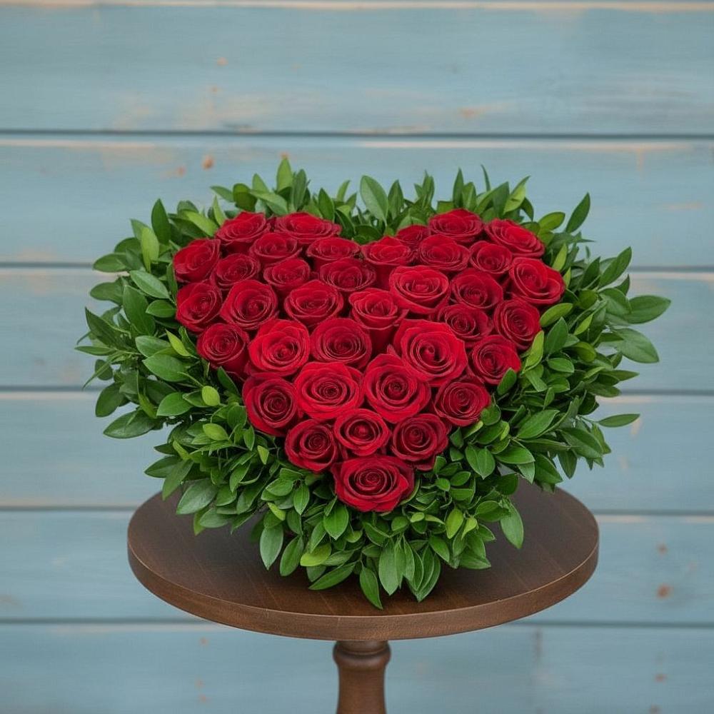 Цветочная композиция из Розы в виде сердца в Октябрьском Красноярского края