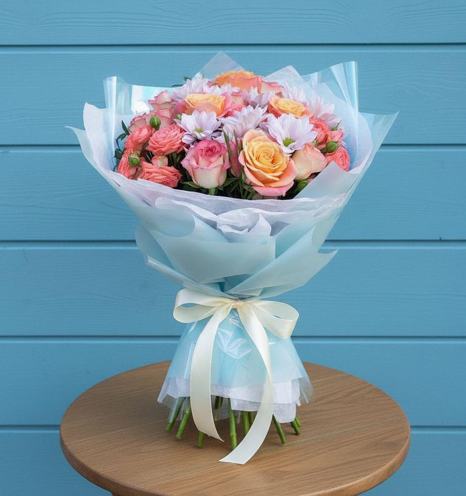 Букет цветов из: Хризантемы и Розы в Октябрьском Красноярского края