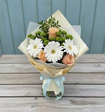 Букет цветов из:  Герберы, Розы и Хризантемы в Октябрьском Красноярского края