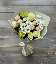 Букет цветов из:  Альстромерии, Розы и Хризантемы в Октябрьском Красноярского края